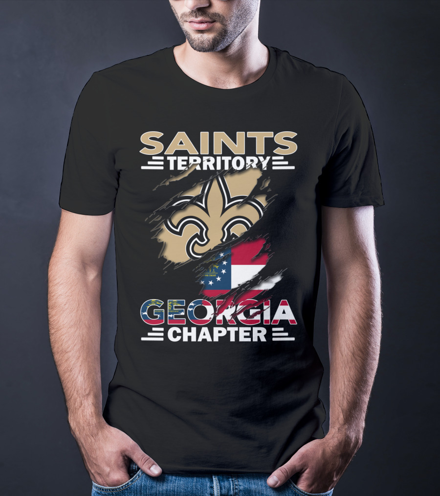 Saints Territory Georgia Chapter Fleur-De-Lis Georgia Flag T-Shirt