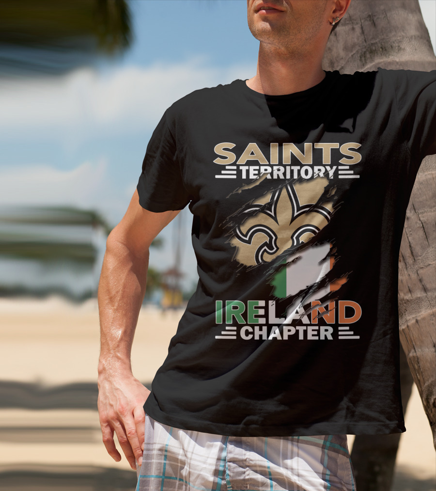 SAINTS TERRITORY IRELAND CHAPTER Fleur-de-Lis With Irish Flag T-Shirt