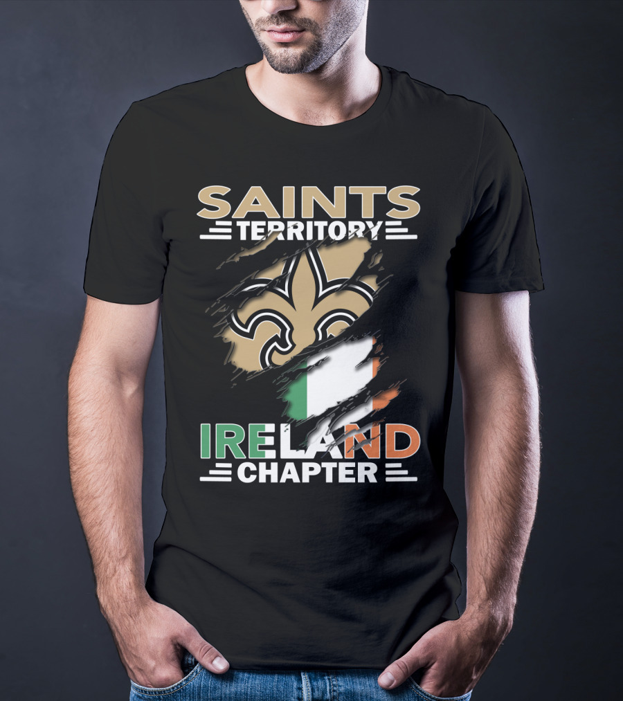 SAINTS TERRITORY IRELAND CHAPTER Fleur-de-Lis With Irish Flag T-Shirt