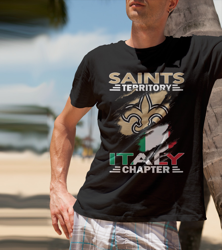 Saints Territory Italy Chapter Fleur-de-Lis With Italian Flag T-Shirt