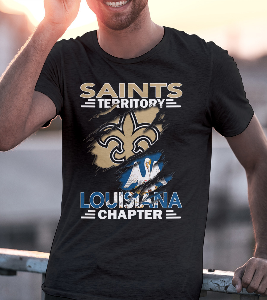 Saints Territory Louisiana Chapter Fleur-de-Lis Pelican Emblem T-Shirt