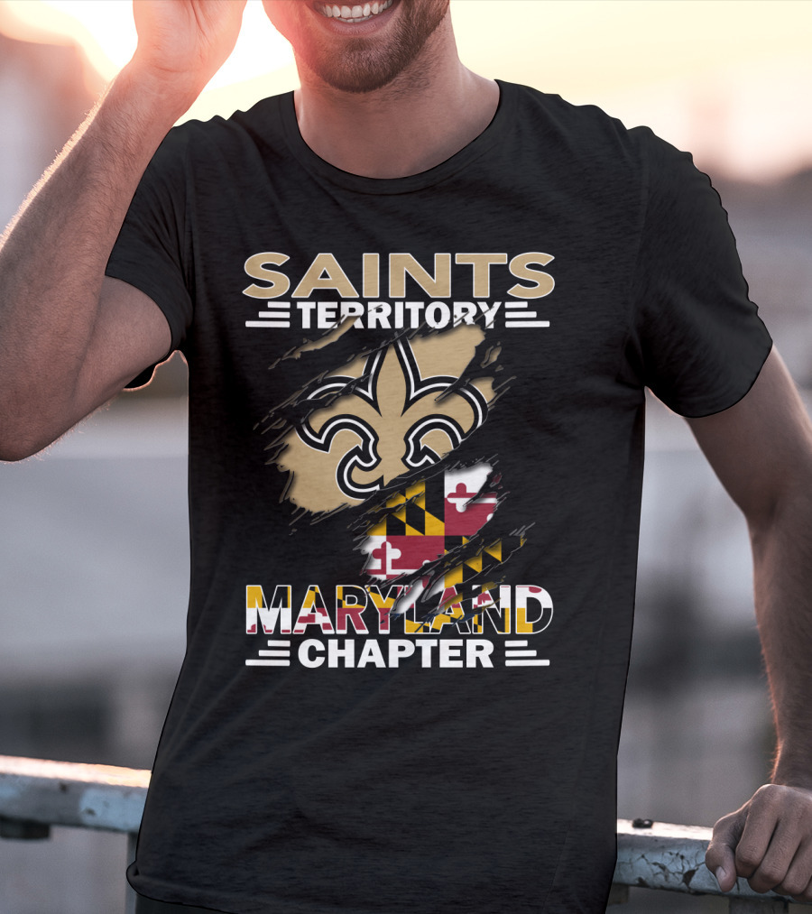 Saints Territory Maryland Chapter Fleur-de-Lis And Maryland Flag T-Shirt