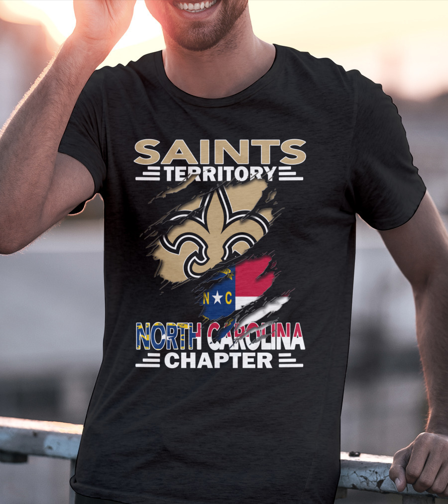 Saints Territory North Carolina Chapter NC Flag Fleur DE Lis T-Shirt
