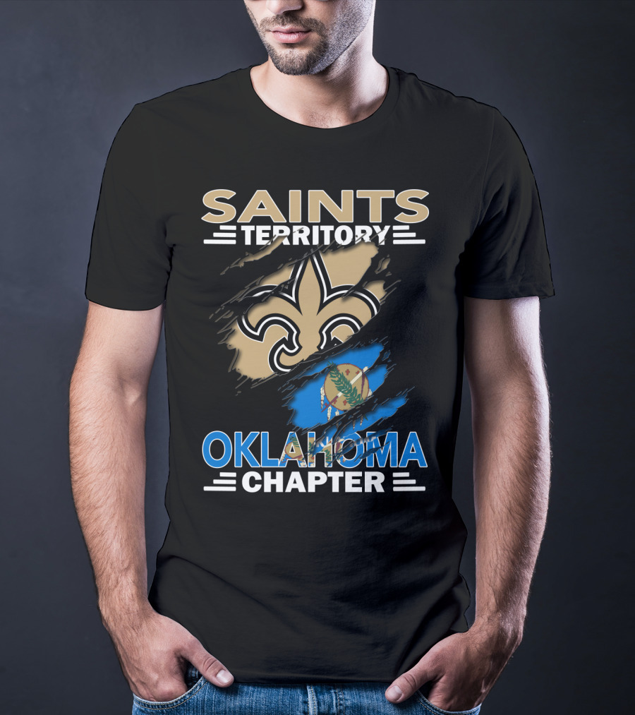 Saints Territory Oklahoma Chapter Fleur-de-Lis And State Flag T-Shirt