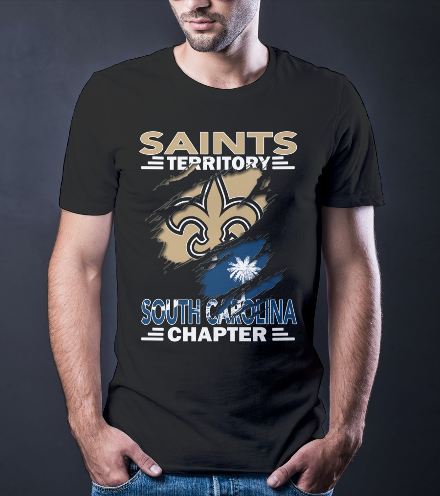 Saints Territory South Carolina Chapter Fleur-de-lis And Palmetto Flag T-Shirt
