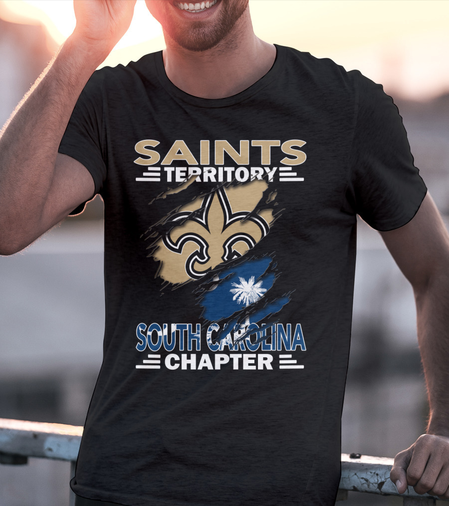 Saints Territory South Carolina Chapter Fleur-de-lis And Palmetto Flag T-Shirt