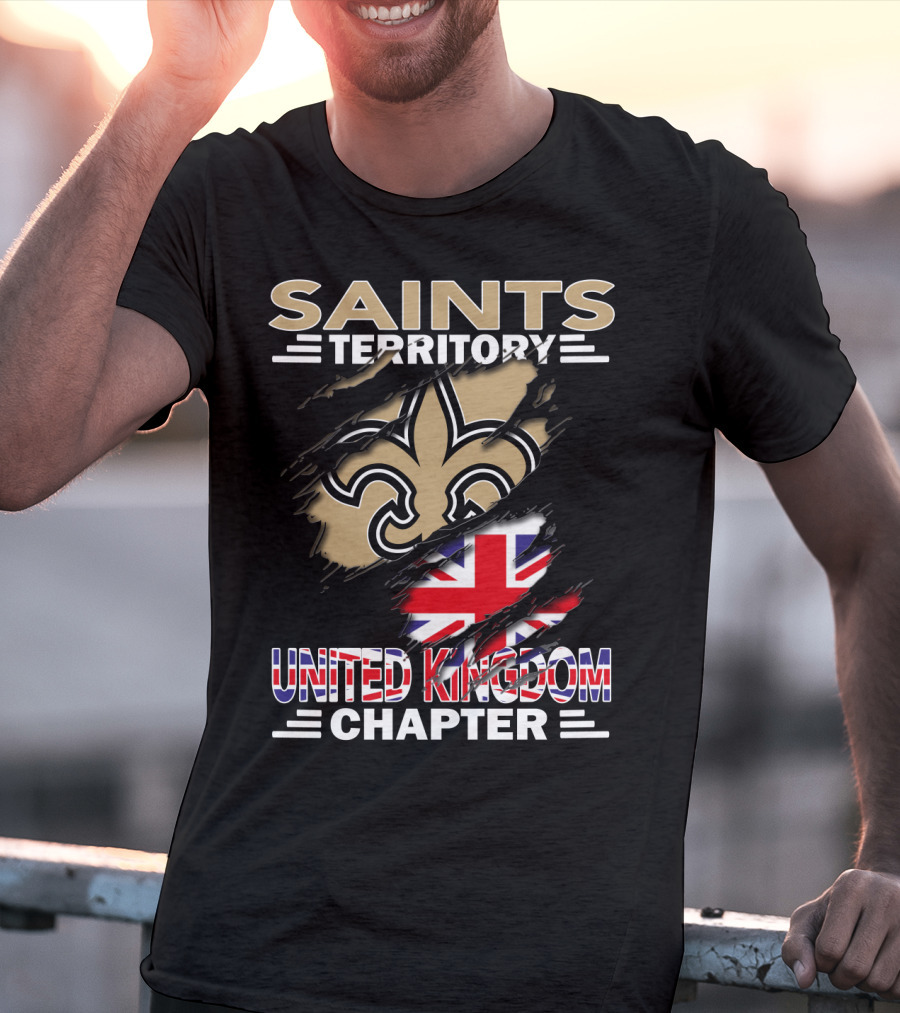 Saints Territory United Kingdom Chapter Fleur-de-lis And Union Jack T-Shirt