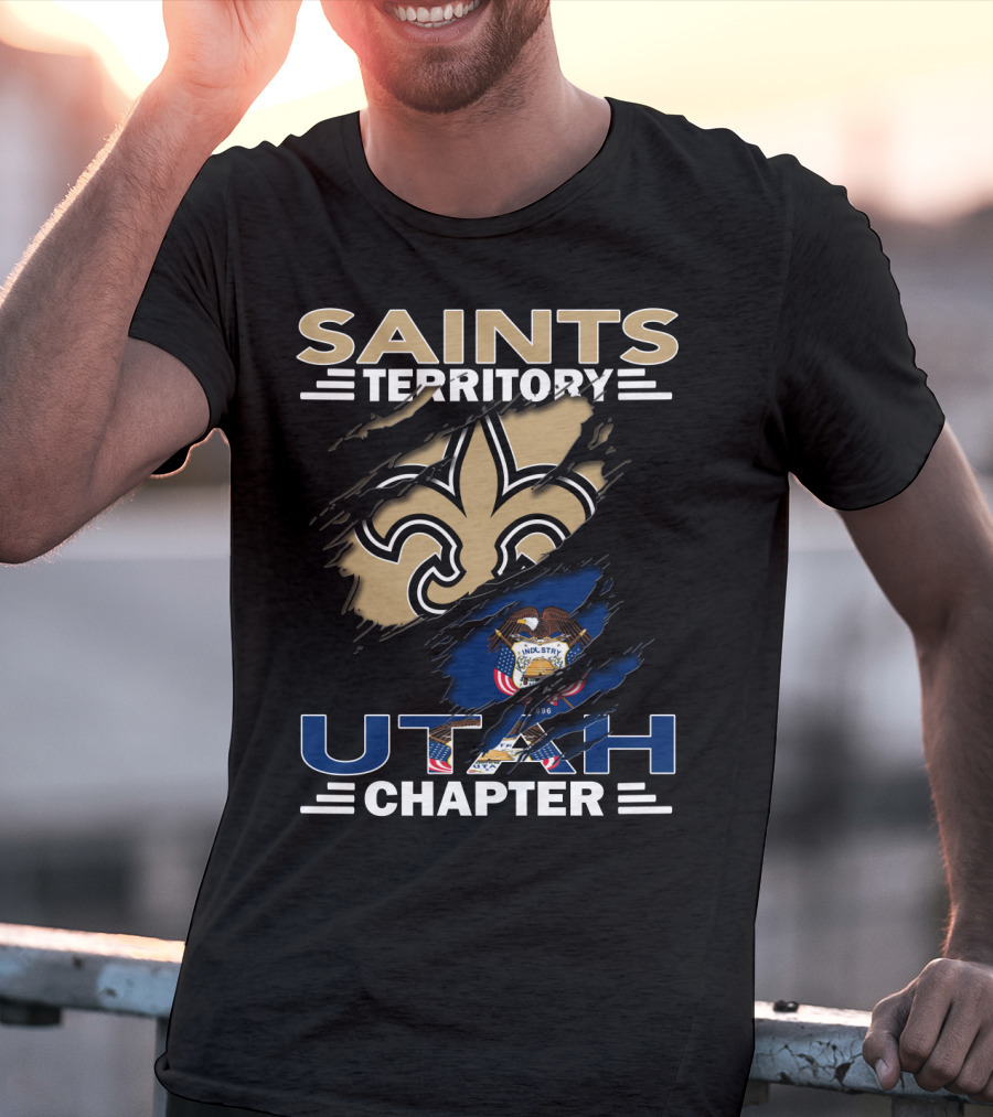 Saints Territory Utah Chapter Fleur-de-Lis And State Flag T-Shirt