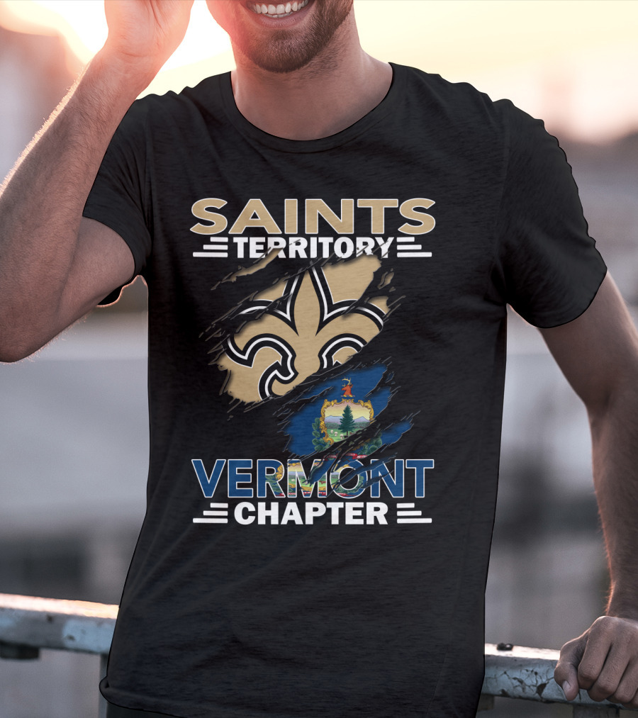 Saints Territory Vermont Chapter Fleur-DE-Lis With State Flag T-Shirt