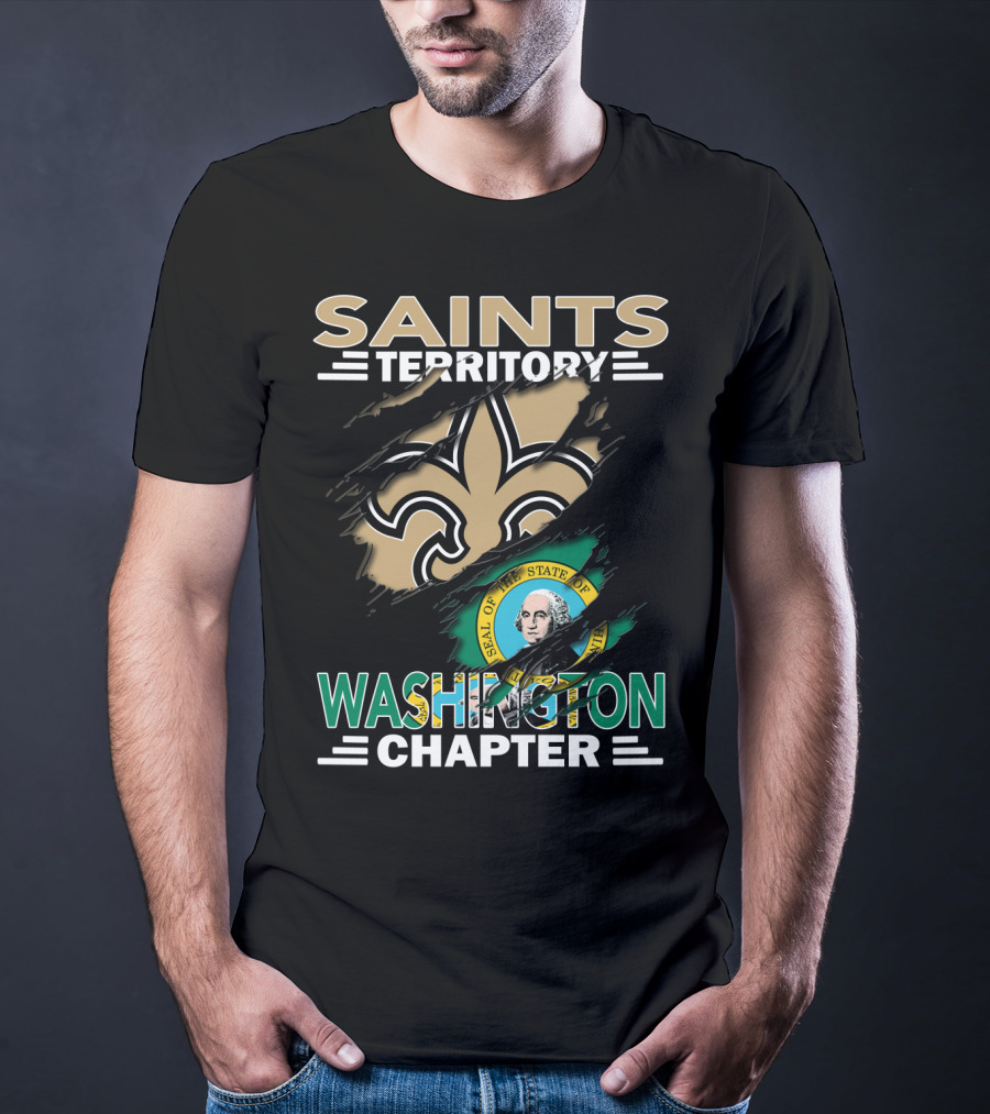 Saints Territory Washington Chapter Seal Fleur-de-Lis T-Shirt