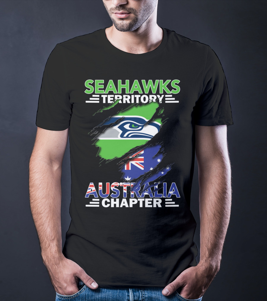 Seahawks Territory Australia Chapter Flag And Logo Fusion T-Shirt