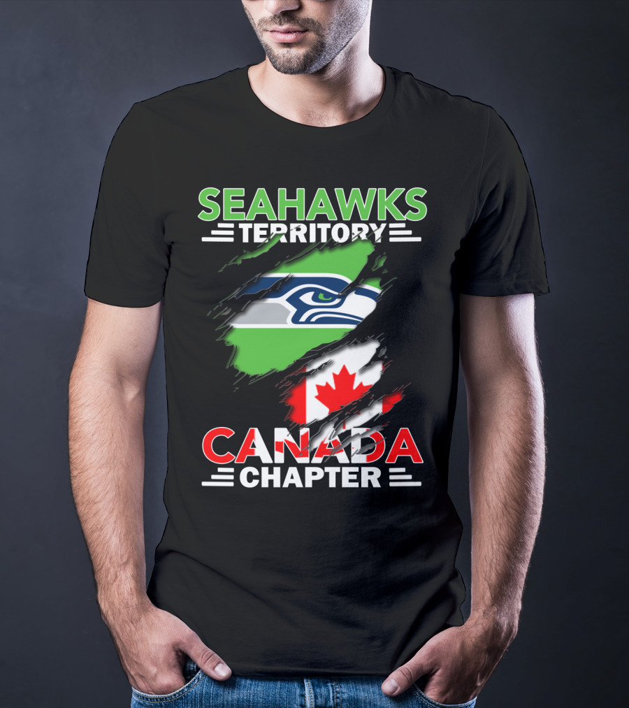 Seahawks Territory Canada Chapter Seahawks Logo With Canadian Flag T-Shirt