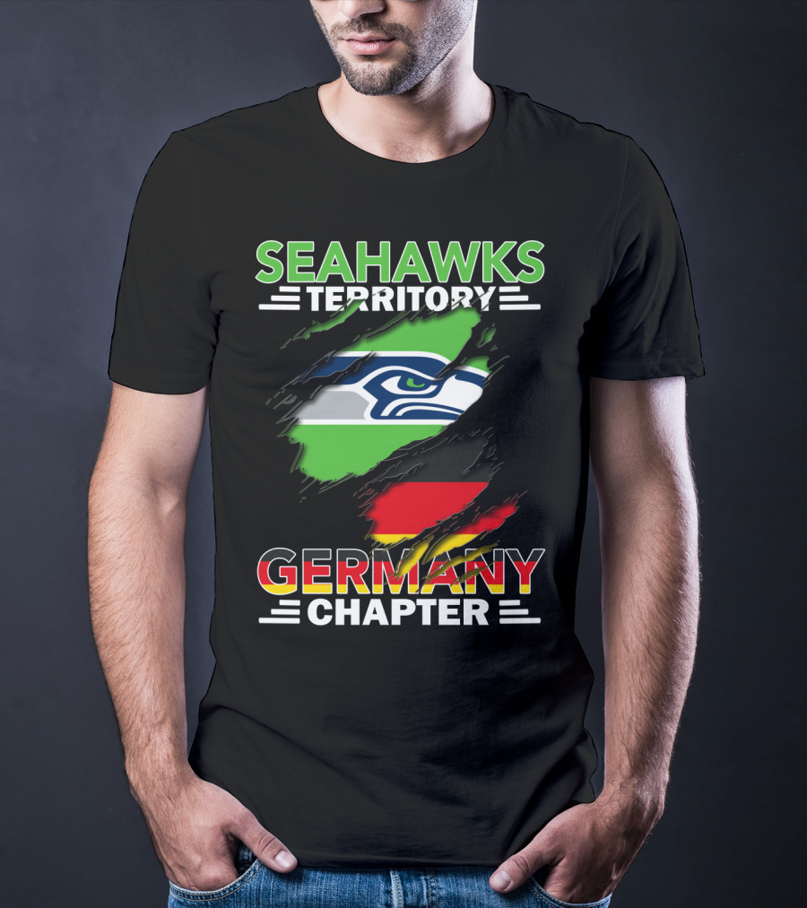 Seahawks Territory Germany Chapter Fan Community Featuring Iconic Team Logo And National Colors T-Shirt