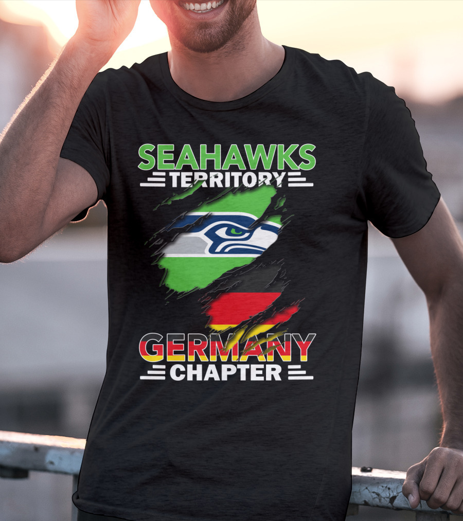 Seahawks Territory Germany Chapter Fan Community Featuring Iconic Team Logo And National Colors T-Shirt