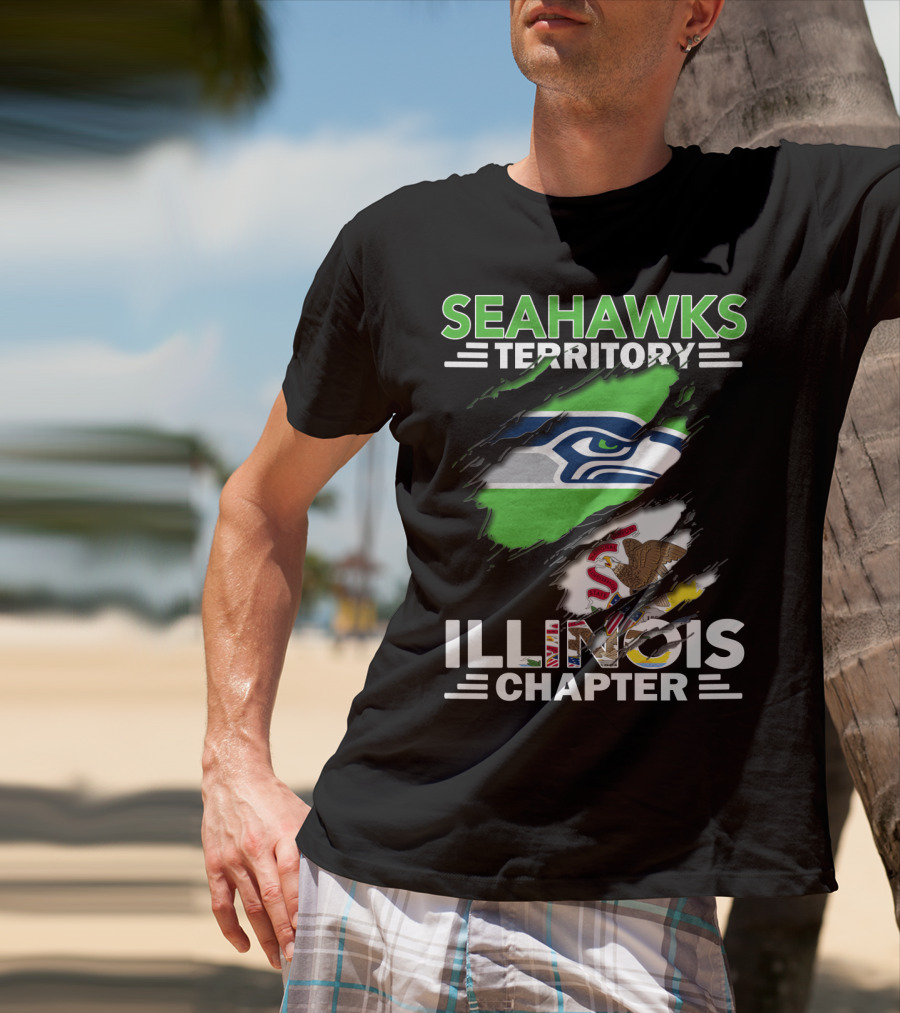 Seahawks Territory Illinois Chapter Logo With State Flag Elements T-Shirt