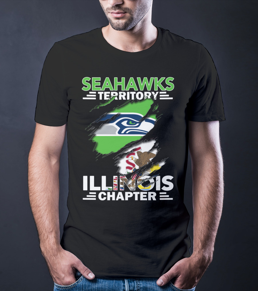 Seahawks Territory Illinois Chapter Logo With State Flag Elements T-Shirt