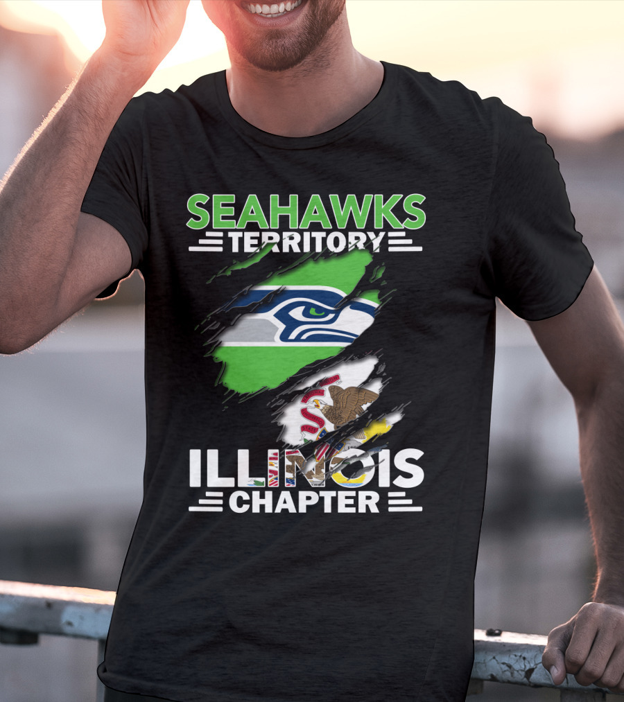 Seahawks Territory Illinois Chapter Logo With State Flag Elements T-Shirt