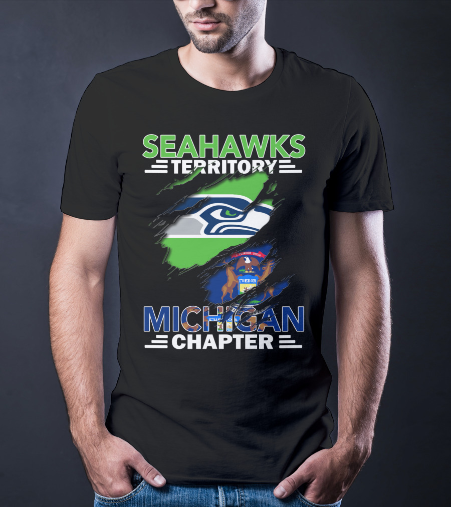 Seahawks Territory Michigan Chapter State And Team Logo Integration T-Shirt
