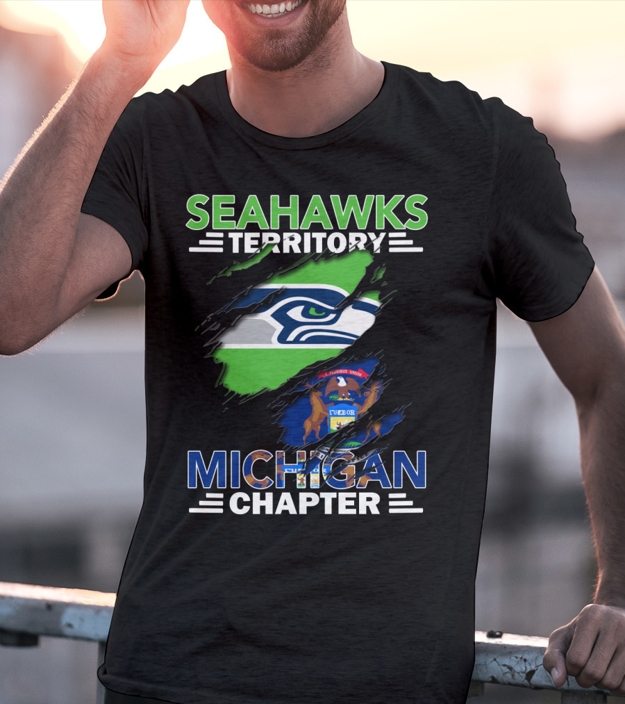 Seahawks Territory Michigan Chapter State And Team Logo Integration T-Shirt