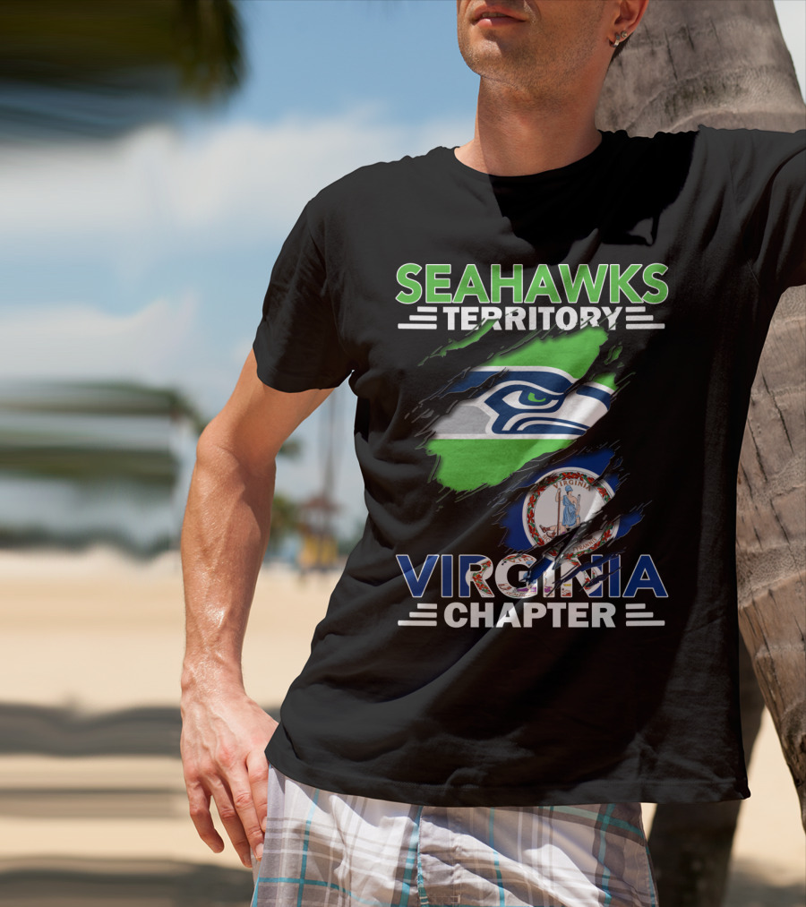 Seahawks Territory Virginia Chapter Logo With Virginia State Flag Integration T-Shirt