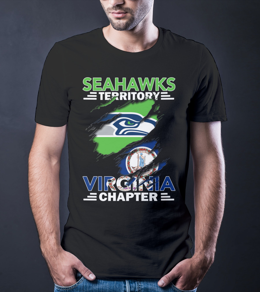 Seahawks Territory Virginia Chapter Logo With Virginia State Flag Integration T-Shirt