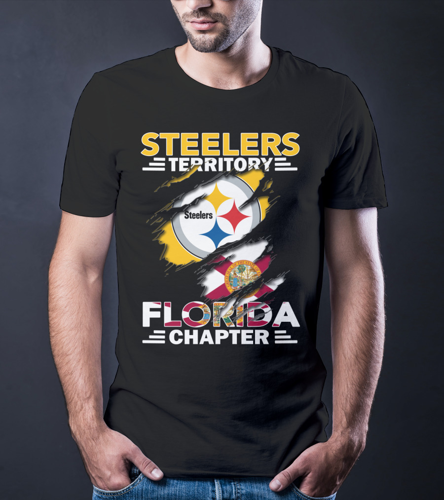 Steelers Territory Florida Chapter Steelers Logo State Flag Coordination T-Shirt