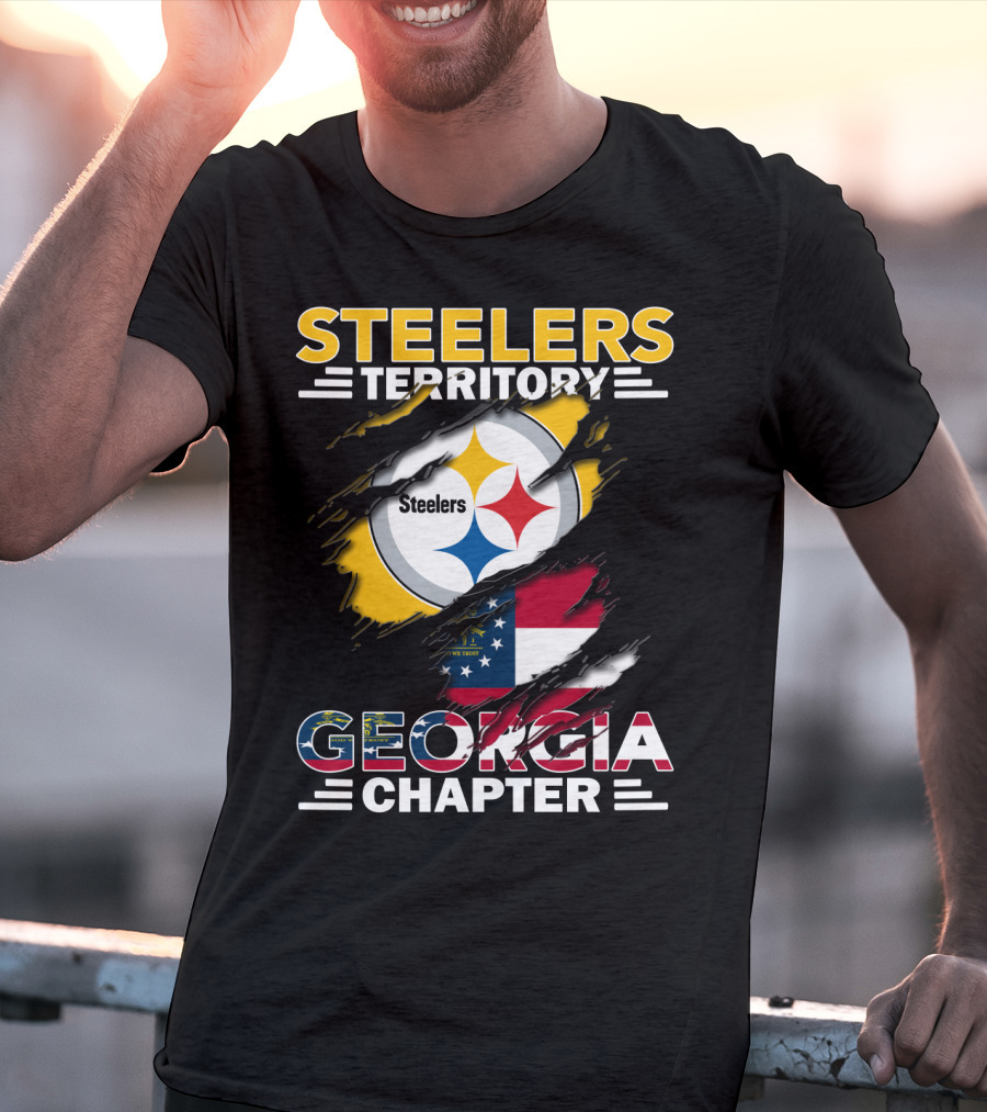 Steelers Territory Georgia Chapter American Flag T-Shirt