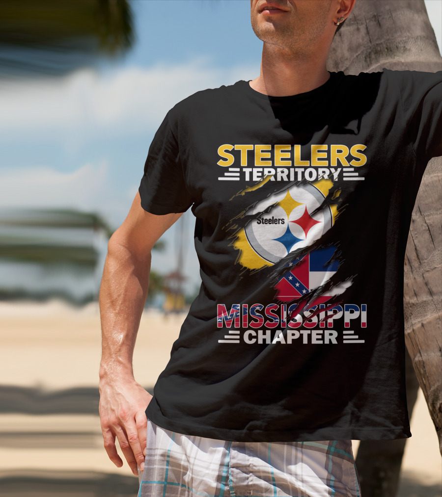 Steelers Territory Mississippi Chapter Steel Logo And Flag T-Shirt