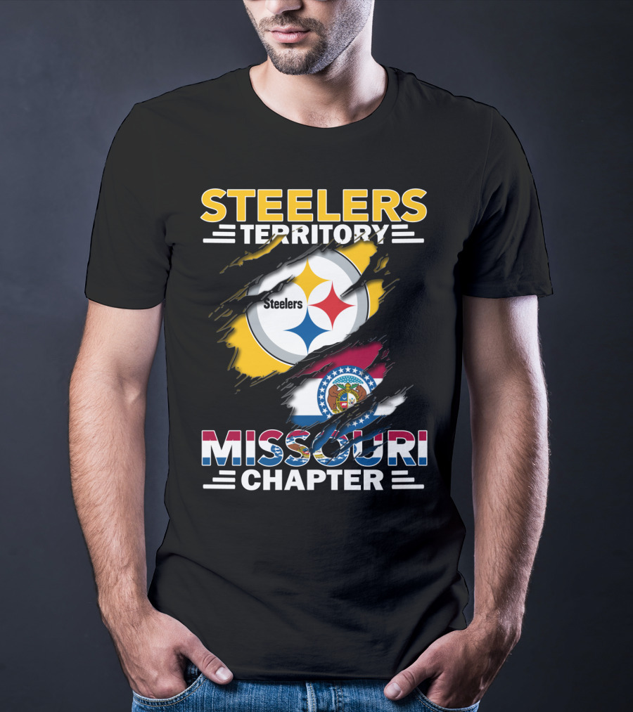 Steelers Territory Missouri Chapter Emblem With State Flag T-Shirt