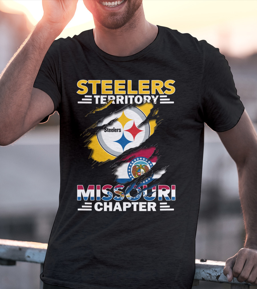 Steelers Territory Missouri Chapter Emblem With State Flag T-Shirt
