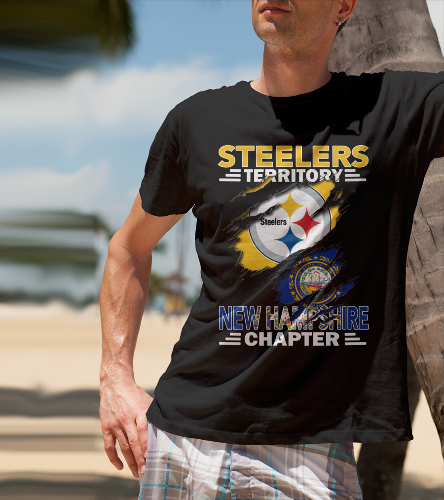 Steelers Territory New Hampshire Chapter Steelers Logo And State Seal Rip T-Shirt