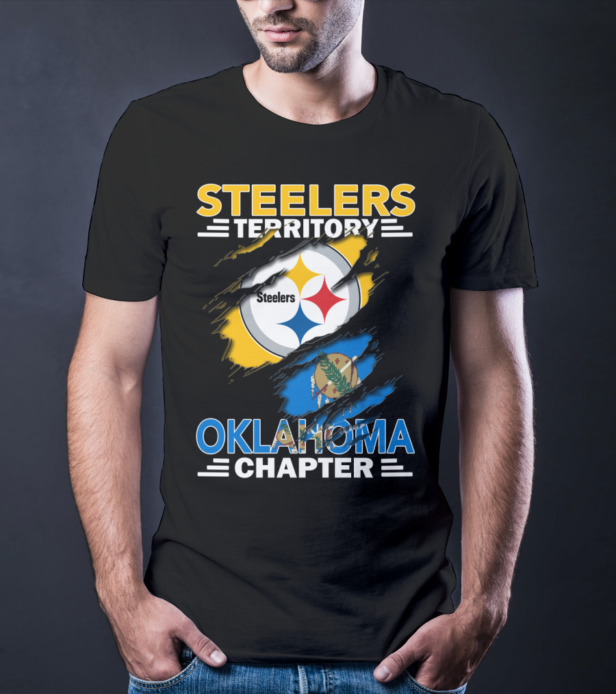 Steelers Territory Oklahoma Chapter Logo With State Flag T-Shirt