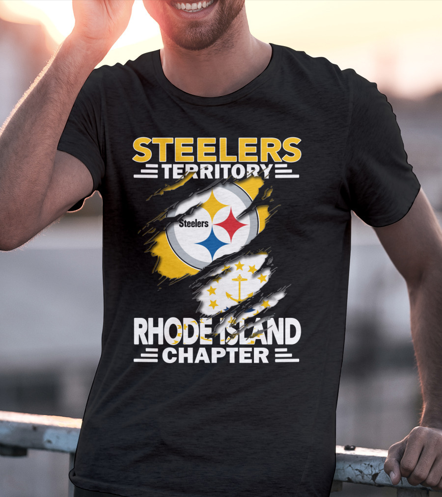 Steelers Territory Rhode Island Chapter Steel Logo And State Flag Fusion T-Shirt