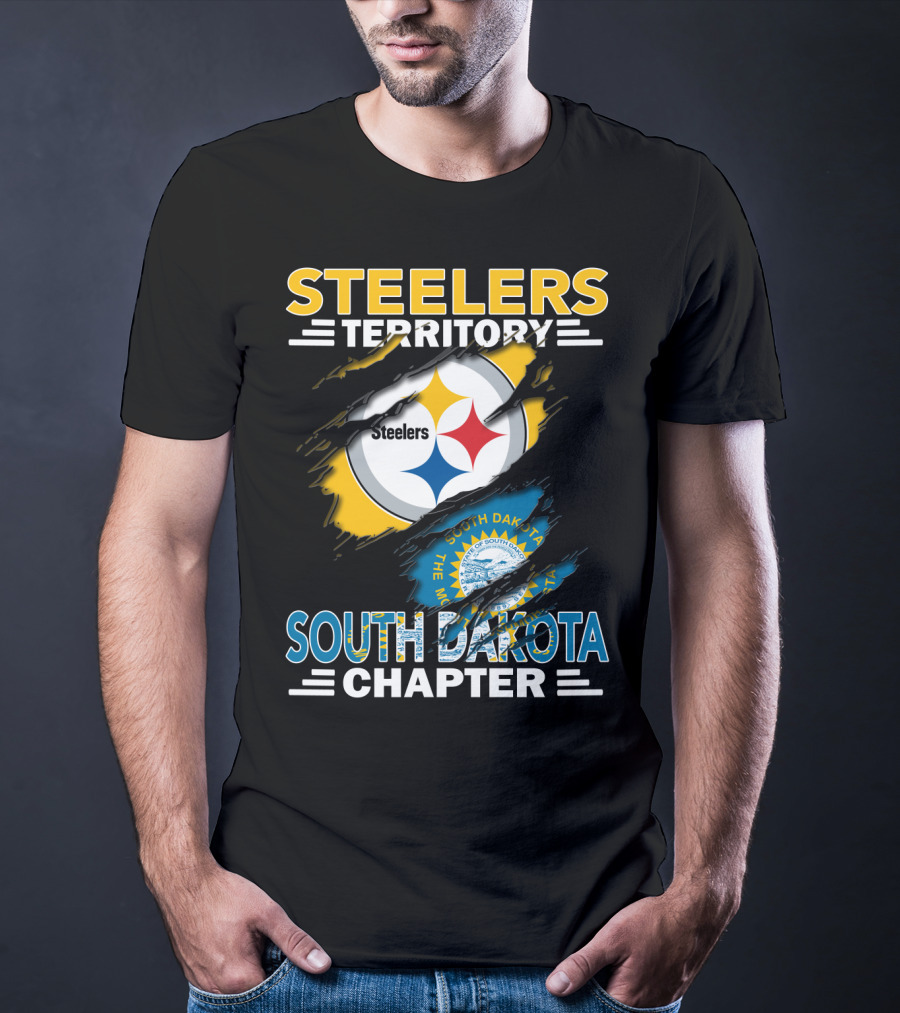 Steelers Territory South Dakota Chapter Ripped Flag T-Shirt