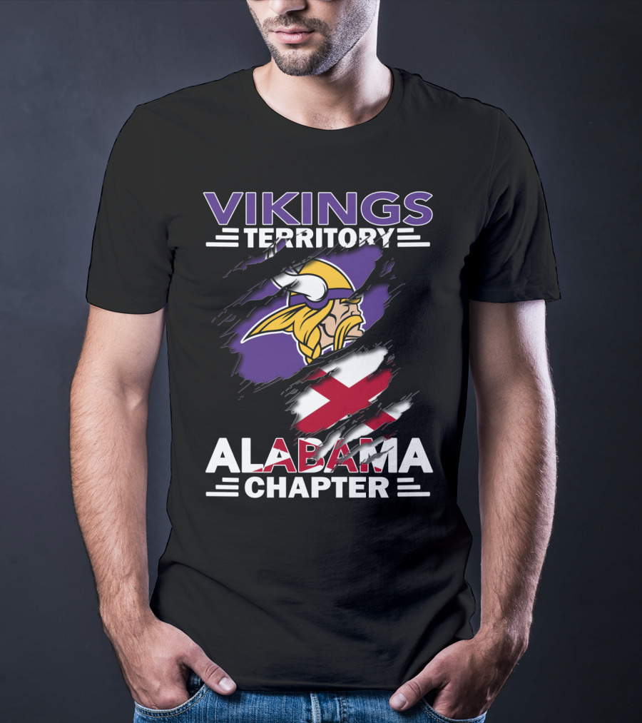 Vikings Territory Alabama Chapter Norse Warrior Emblem With Alabama State Flag T-Shirt