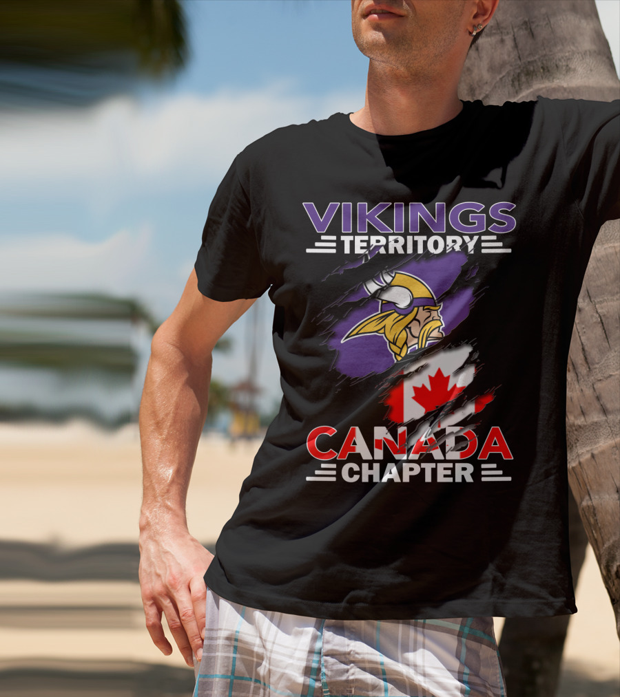 Vikings Territory Canada Chapter Canadian Flag And Viking Head T-Shirt