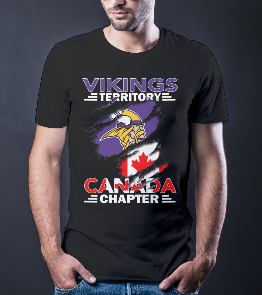 Vikings Territory Canada Chapter Canadian Flag And Viking Head T-Shirt