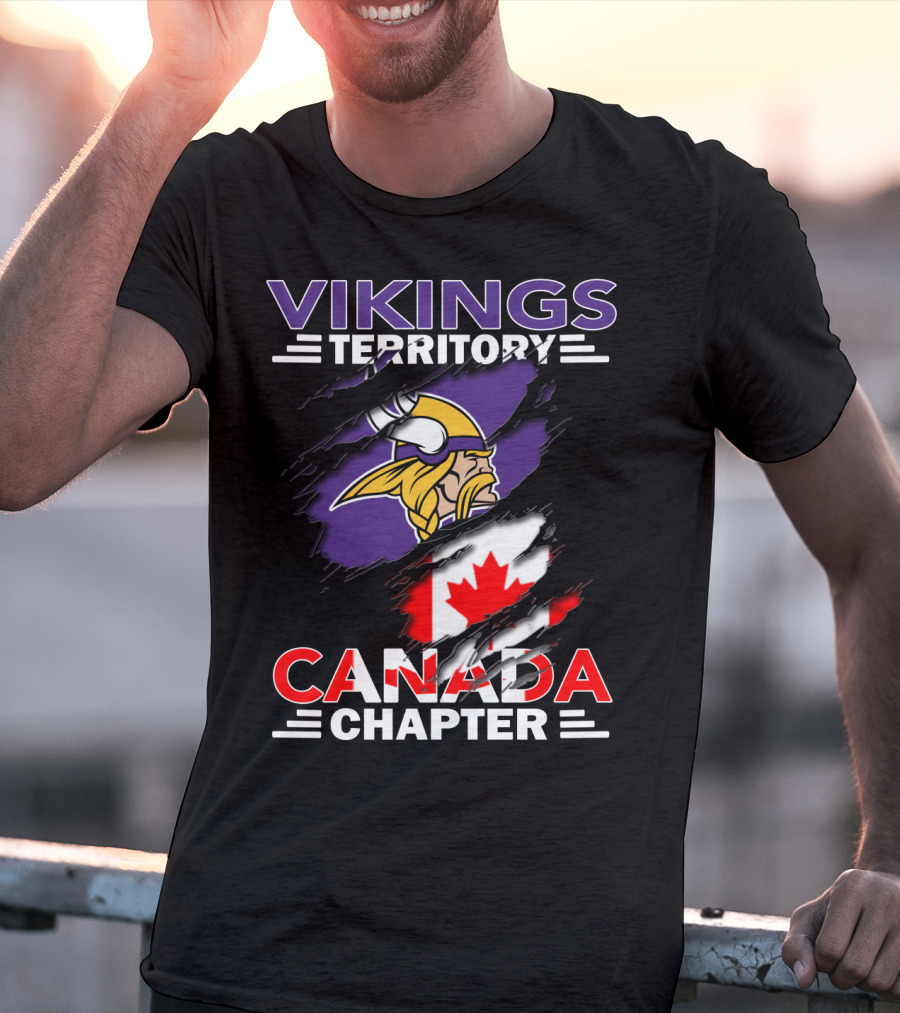 Vikings Territory Canada Chapter Canadian Flag And Viking Head T-Shirt
