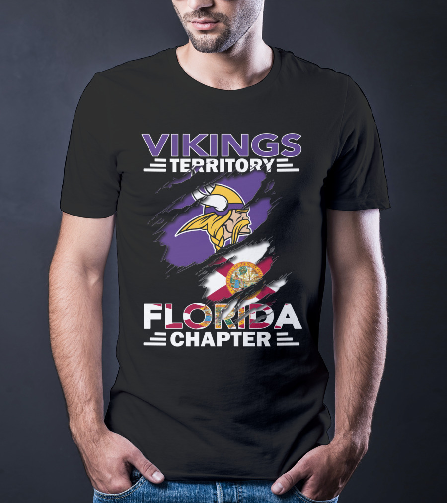 Vikings Territory Florida Chapter With Minnesota Vikings Logo And State T-Shirt