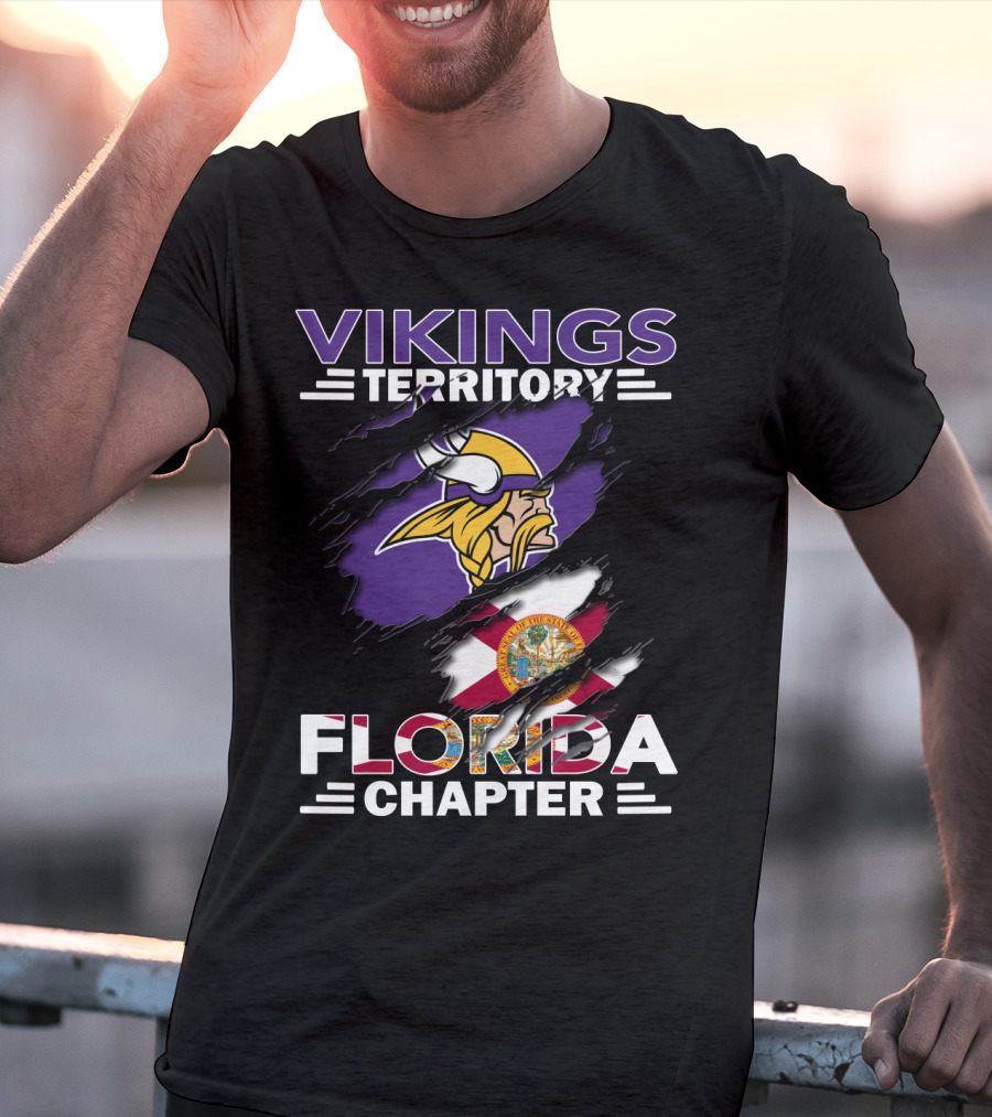 Vikings Territory Florida Chapter With Minnesota Vikings Logo And State T-Shirt