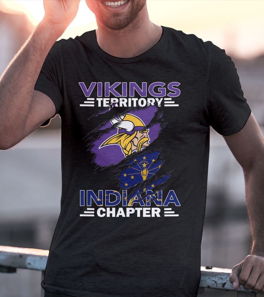 Vikings Territory Indiana Chapter Viking Helmet Indiana Flag T-Shirt