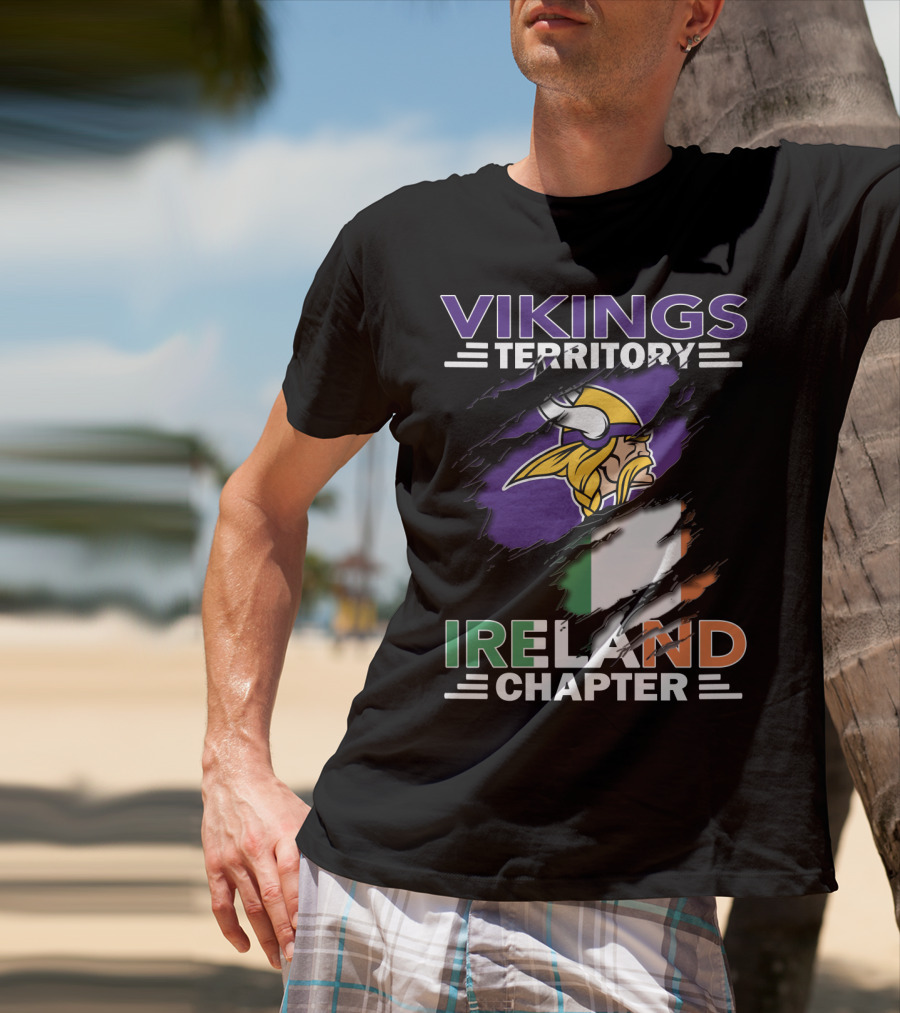 Vikings Territory Ireland Chapter Viking Logo Irish Flag T-Shirt