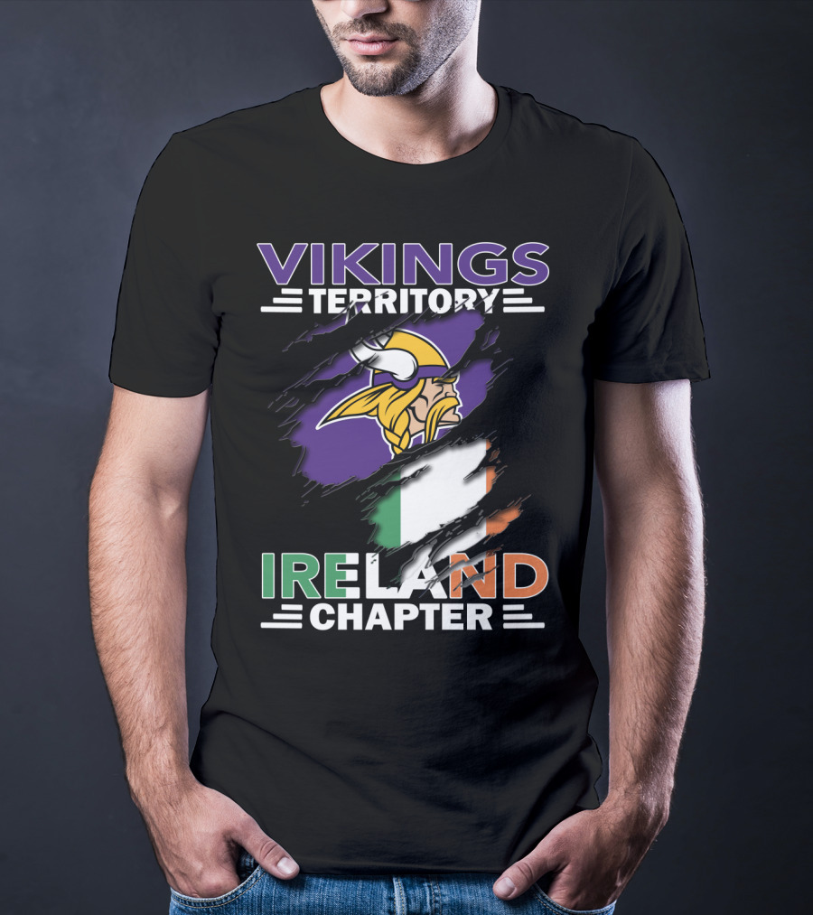 Vikings Territory Ireland Chapter Viking Logo Irish Flag T-Shirt