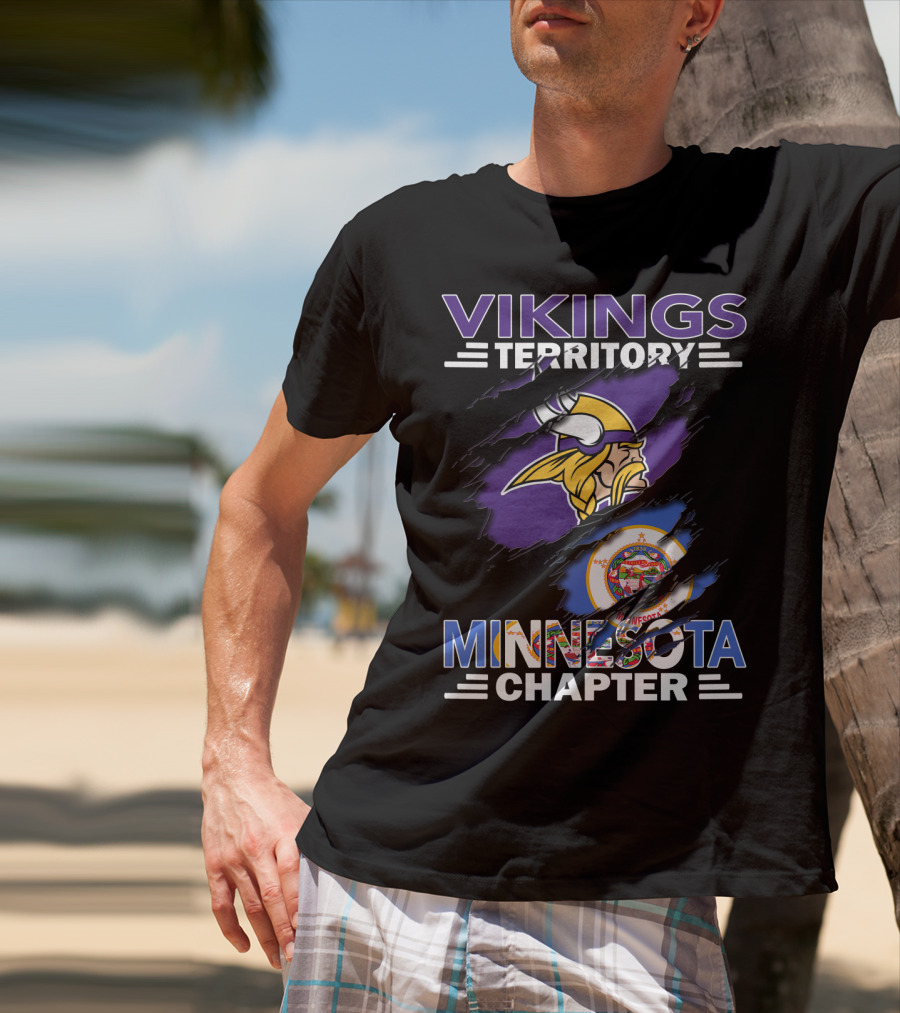 Vikings Territory Minnesota Chapter NFL Fan Logo With State Emblem T-Shirt