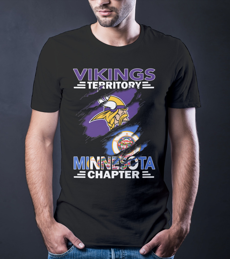 Vikings Territory Minnesota Chapter NFL Fan Logo With State Emblem T-Shirt
