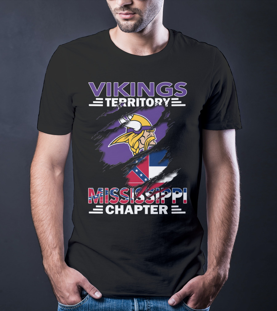 Vikings Territory Mississippi Chapter Nordic Warrior Symbol And Southern Flag Fusion T-Shirt