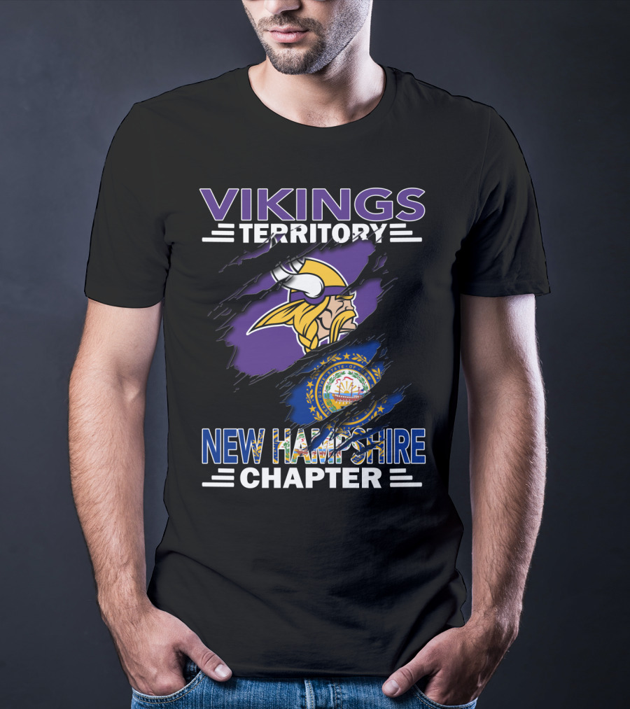 Vikings Territory New Hampshire Chapter Emblem With Viking Helmet And State Seal T-Shirt
