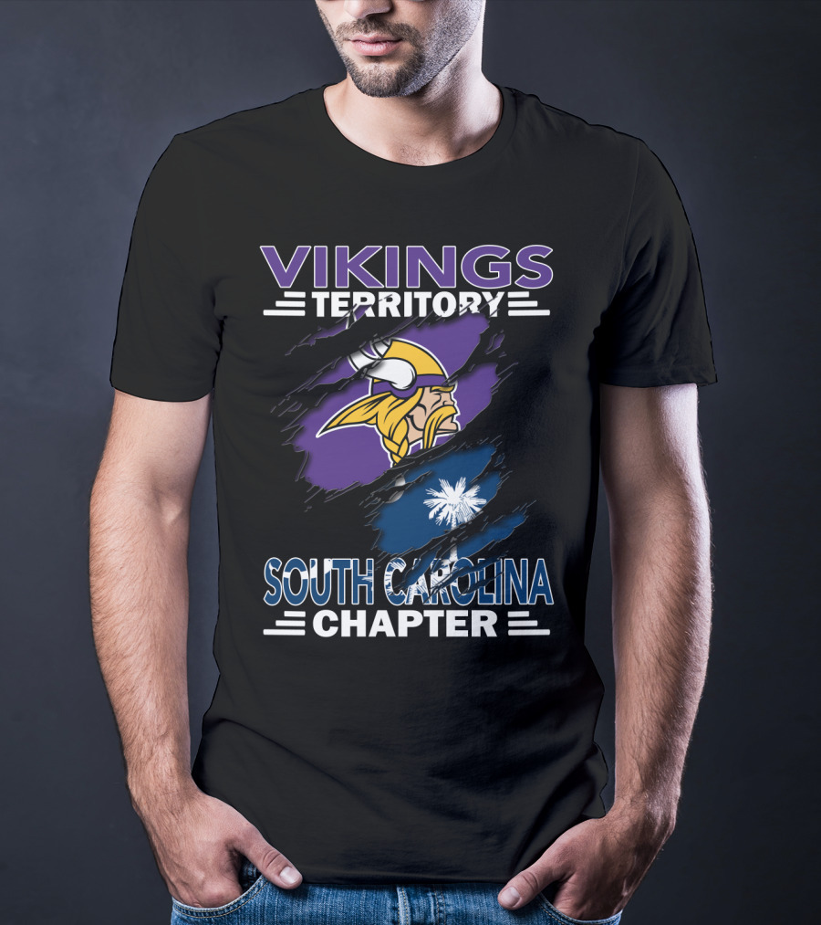 Vikings Territory South Carolina Chapter Sports Fan Logo With Iconic Viking And Palmetto T-Shirt
