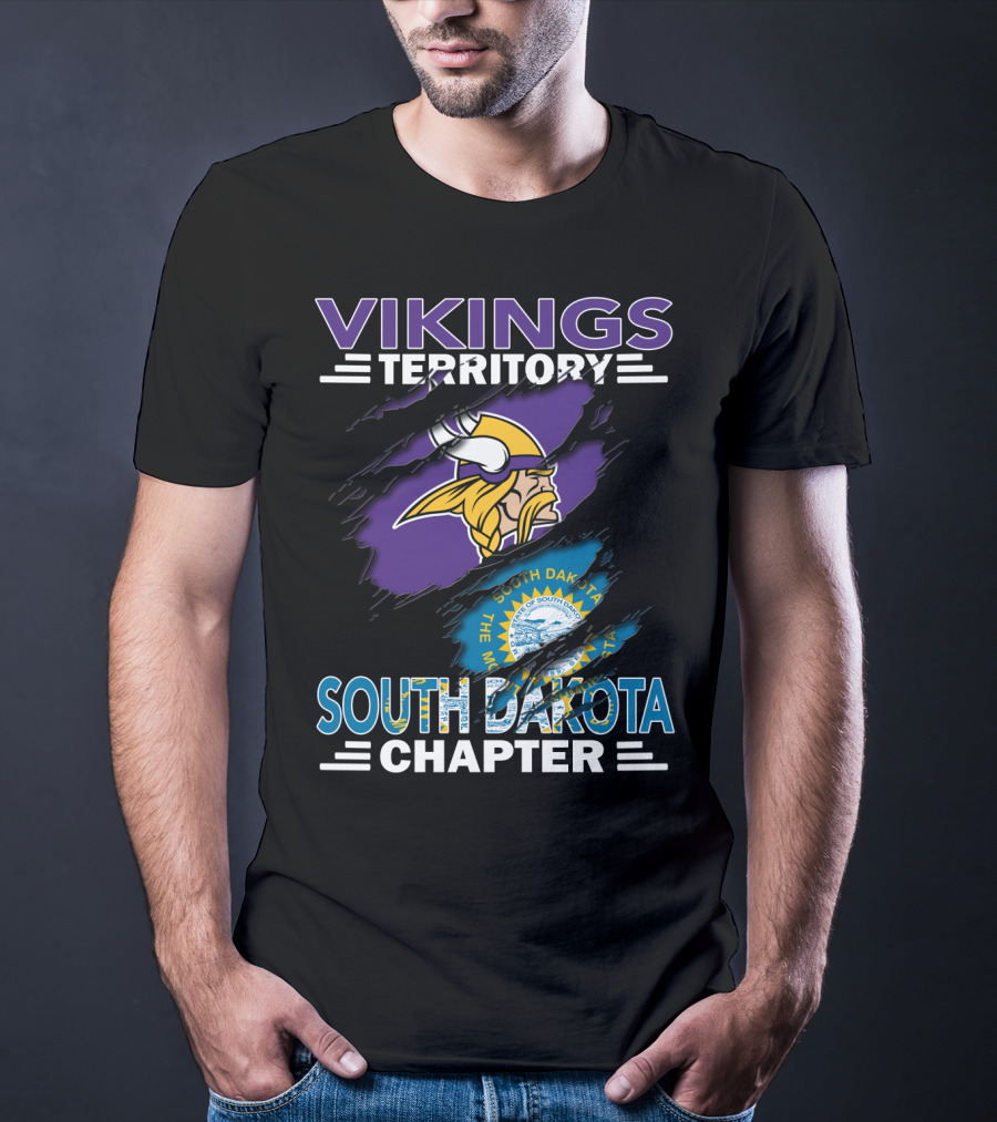 Vikings Territory South Dakota Chapter Featuring Iconic Norse Warrior And State Seal T-Shirt