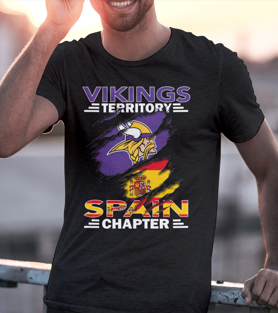 Vikings Territory Spain Chapter Vikings Logo Spain Flag T-Shirt